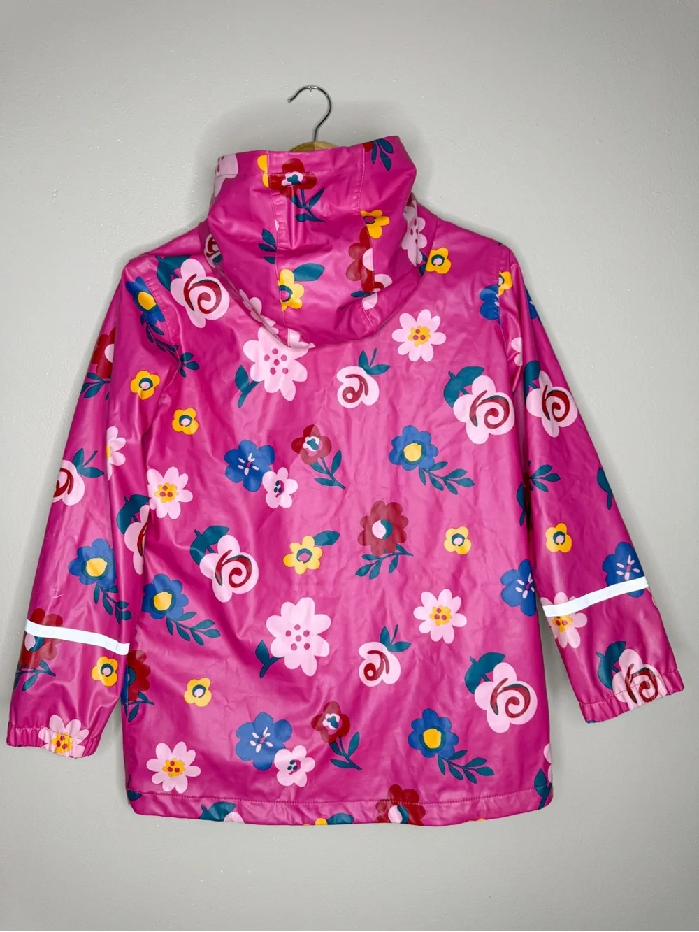 Hanna Anderson | Girl’s Floral Hot Pink Hooded Rain Coat